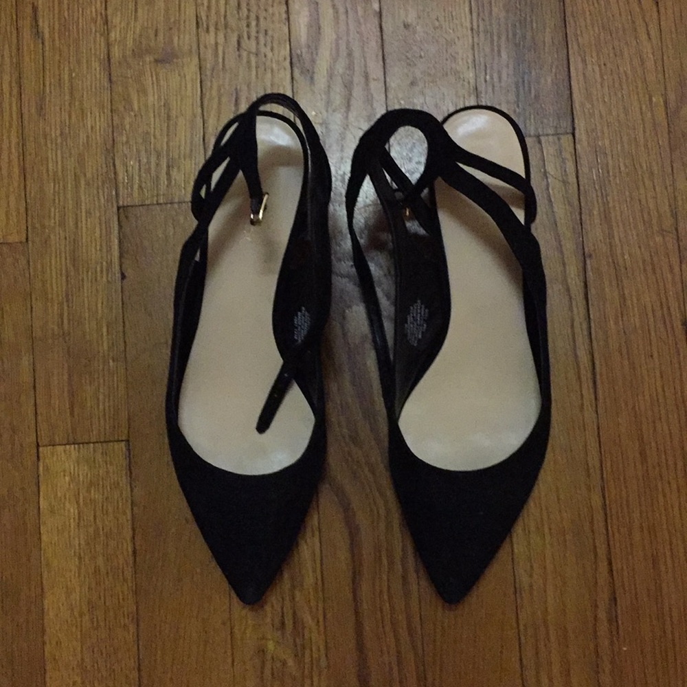 Women’s black suede dress wedges
